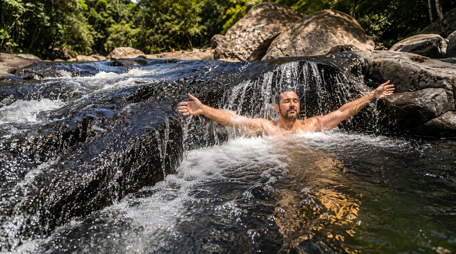 Aquaterapia na cachoeira